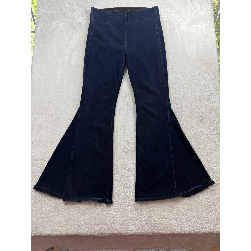 Show Me Your Mumu Womens Flare High Rise Blue Denim Jeans XL Meas: 33x32.5